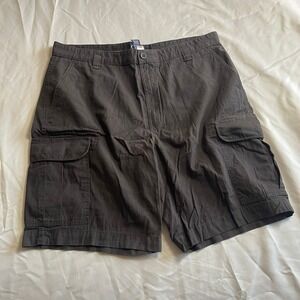 Chaps Mens Cargo Shorts Size 36 Charcoal Grey Ripstop Cotton Utility Hiking